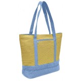Straw Shopping Tote Bags - Paper Straw w/ Color Band Trim - Blue - BG-ST400BL Straw Shopping Tote Bags - Paper Straw w/ Color Band Trim - Blue - BG-ST400BL